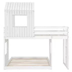 Twin over Full Playhouse Bunk Bed with Roof and Windows