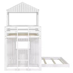 Twin over Full Playhouse Bunk Bed with Roof and Windows