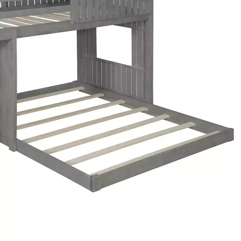 Twin over Full Playhouse Bunk Bed with Roof and Windows