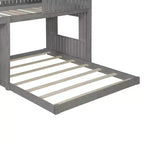 Twin over Full Playhouse Bunk Bed with Roof and Windows