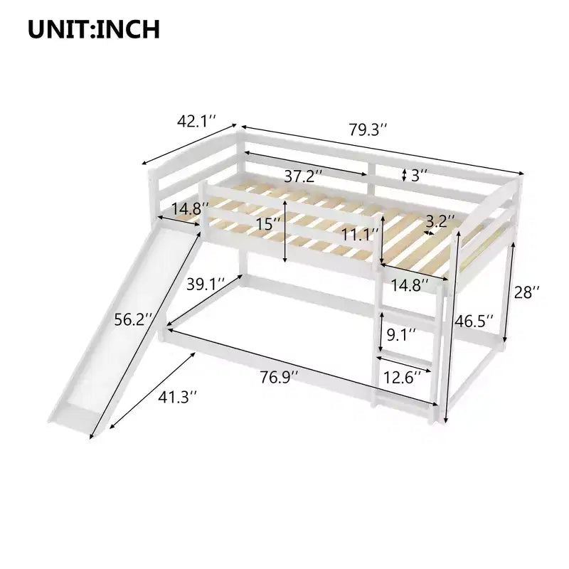 Twin over Twin Bunk Bed with Slide and Ladder