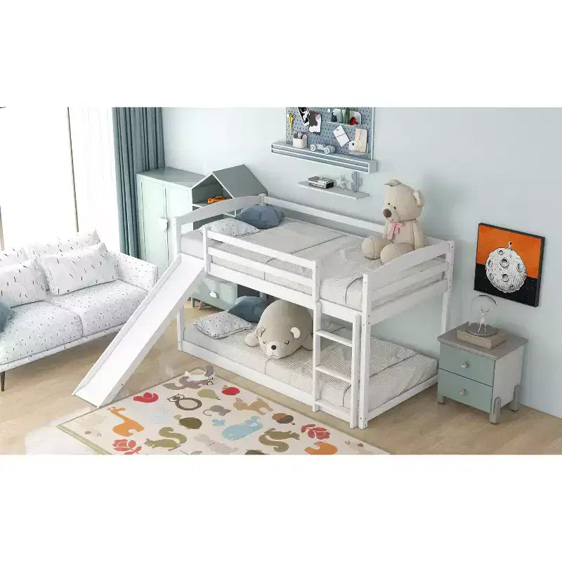 Twin over Twin Bunk Bed with Slide and Ladder