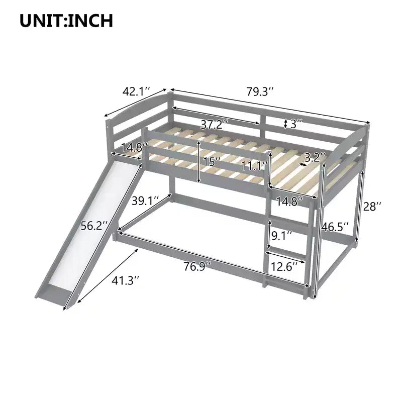 Twin over Twin Bunk Bed with Slide and Ladder