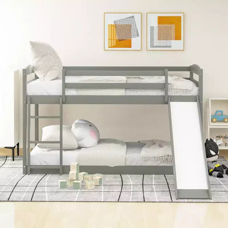 Twin over Twin Bunk Bed with Slide and Ladder
