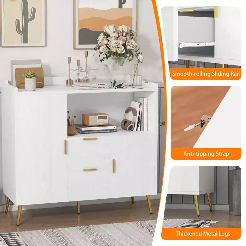 40-Inch Kitchen Cabinet with Microwave Shelf, Drawers and Storage