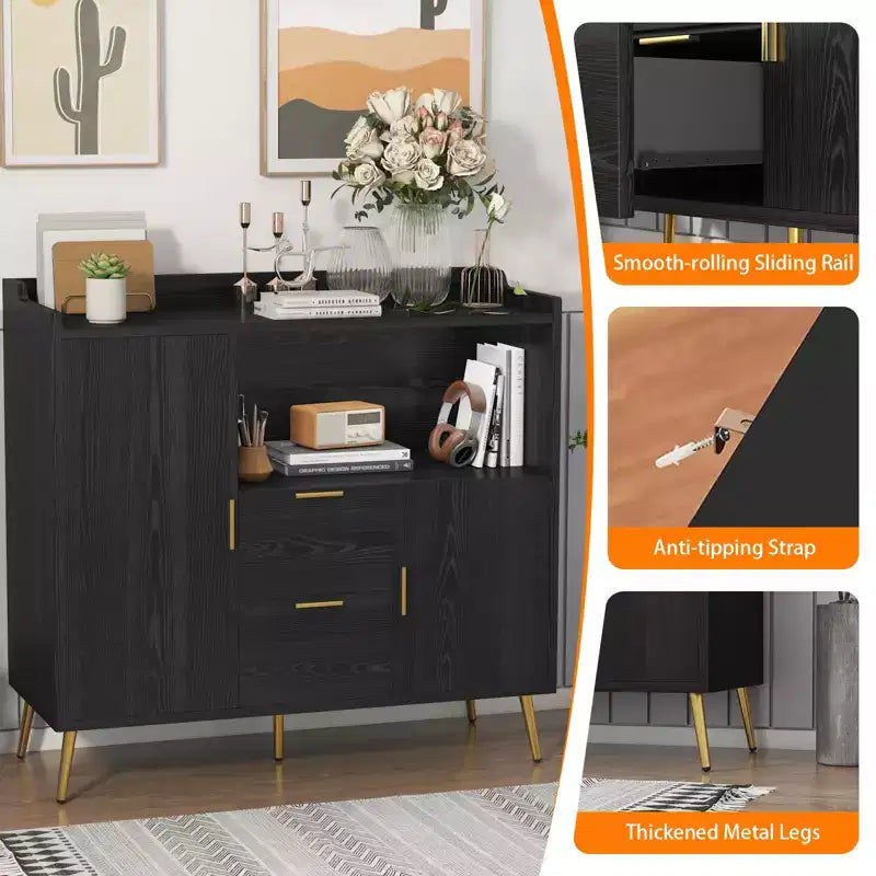 40-Inch Kitchen Cabinet with Microwave Shelf, Drawers and Storage