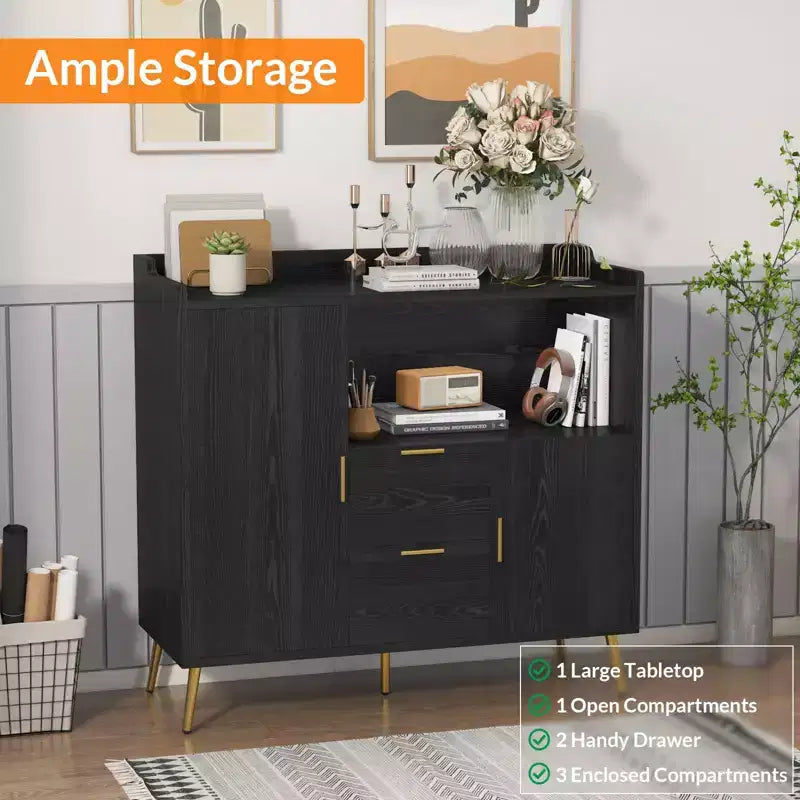40-Inch Kitchen Cabinet with Microwave Shelf, Drawers and Storage