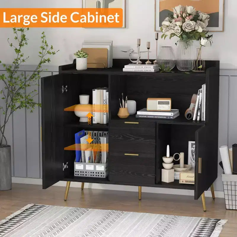 40-Inch Kitchen Cabinet with Microwave Shelf, Drawers and Storage