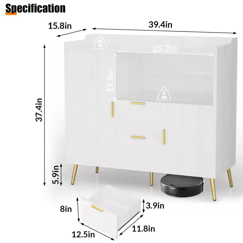 40-Inch Kitchen Cabinet with Microwave Shelf, Drawers and Storage