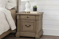 Royal Hampton Nightstand, 2 Drawers, Weathered Gray Solid Wood, 28 Inch