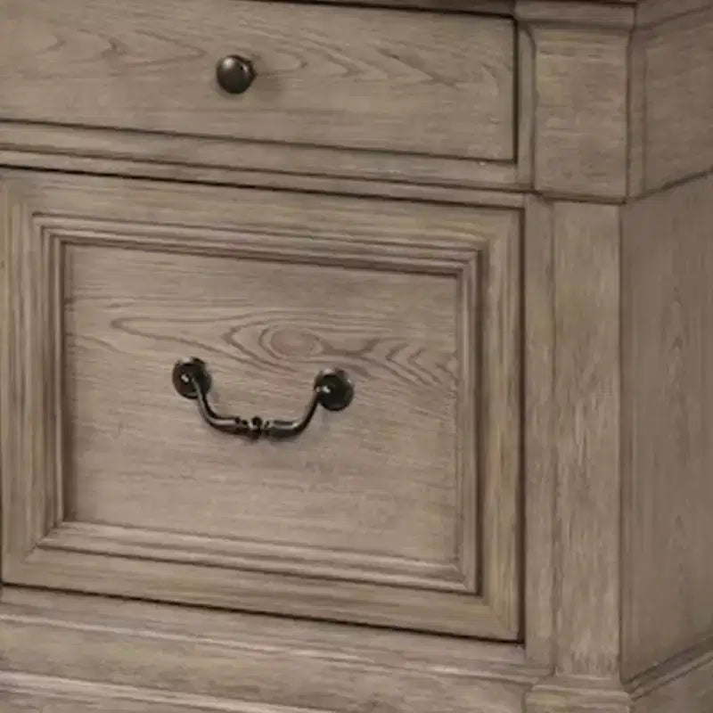 2-Drawer Nightstand in Weathered Gray Wood, 28 Inch