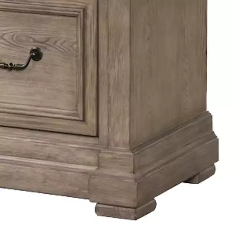 2-Drawer Nightstand in Weathered Gray Wood, 28 Inch
