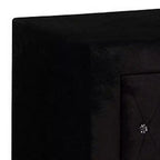 Nightstand with 2 Drawers, Crystal Knobs & Black Velvet Upholstery
