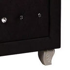Nightstand with 2 Drawers, Crystal Knobs & Black Velvet Upholstery