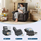 360 Swivel Rocker Recliner Chair with Padded Armrest and Deep Seat