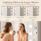Makeup Vanity Desk with Lighted Mirror, Drawers, and Power Outlet