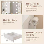Makeup Vanity Desk with Lighted Mirror, Drawers, and Power Outlet
