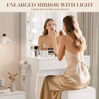 Makeup Vanity Desk with Lighted Mirror, Drawers, and Power Outlet