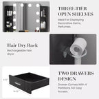 Makeup Vanity Desk with Lighted Mirror, Drawers, and Power Outlet