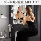 Makeup Vanity Desk with Lighted Mirror, Drawers, and Power Outlet