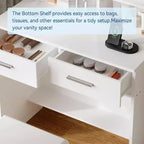 Vanity Desk Set with LED Mirror, Drawers, Shelves, Cabinet, and Cushioned Stool