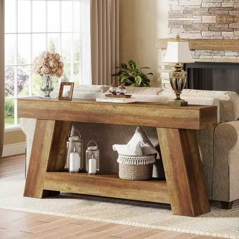 70.9" 2-Tier Console Table with Open Storage Shelf for Entryway, Hallway and Living Room