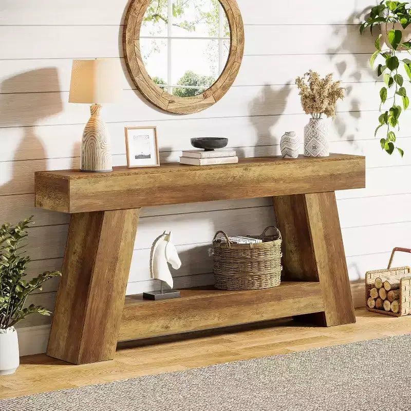 70.9" 2-Tier Console Table with Open Storage Shelf for Entryway, Hallway and Living Room