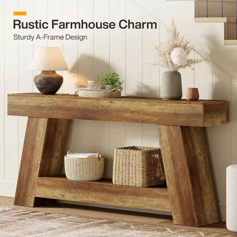 70.9" 2-Tier Console Table with Open Storage Shelf for Entryway, Hallway and Living Room
