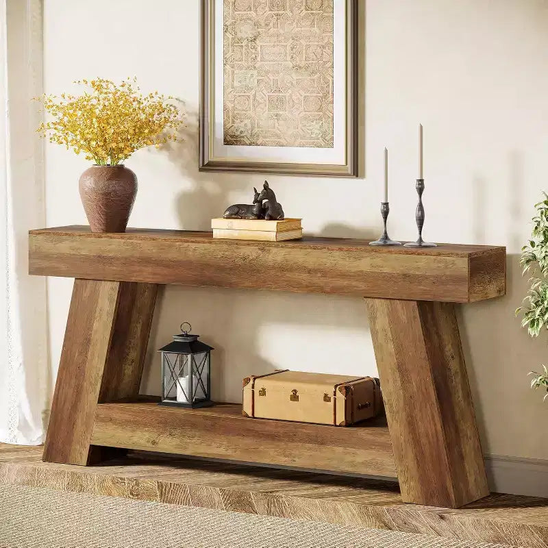 70.9" 2-Tier Console Table with Open Storage Shelf for Entryway, Hallway and Living Room