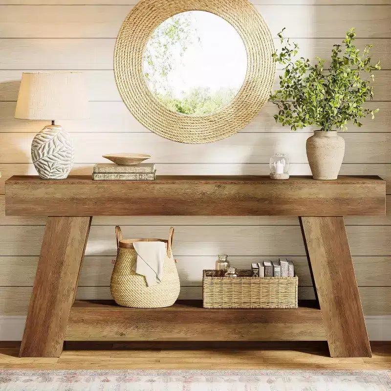 70.9" 2-Tier Console Table with Open Storage Shelf for Entryway, Hallway and Living Room