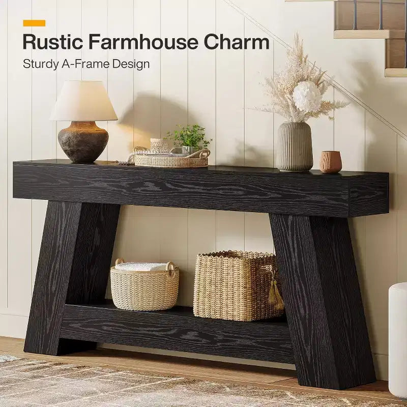 70.9" 2-Tier Console Table with Open Storage Shelf for Entryway, Hallway and Living Room