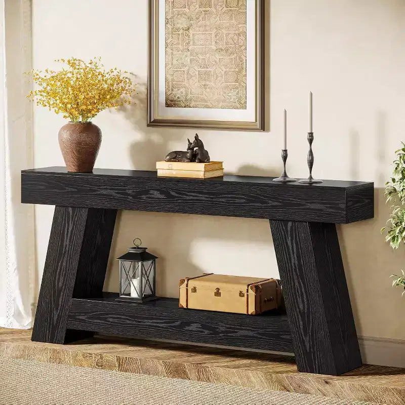 70.9" 2-Tier Console Table with Open Storage Shelf for Entryway, Hallway and Living Room