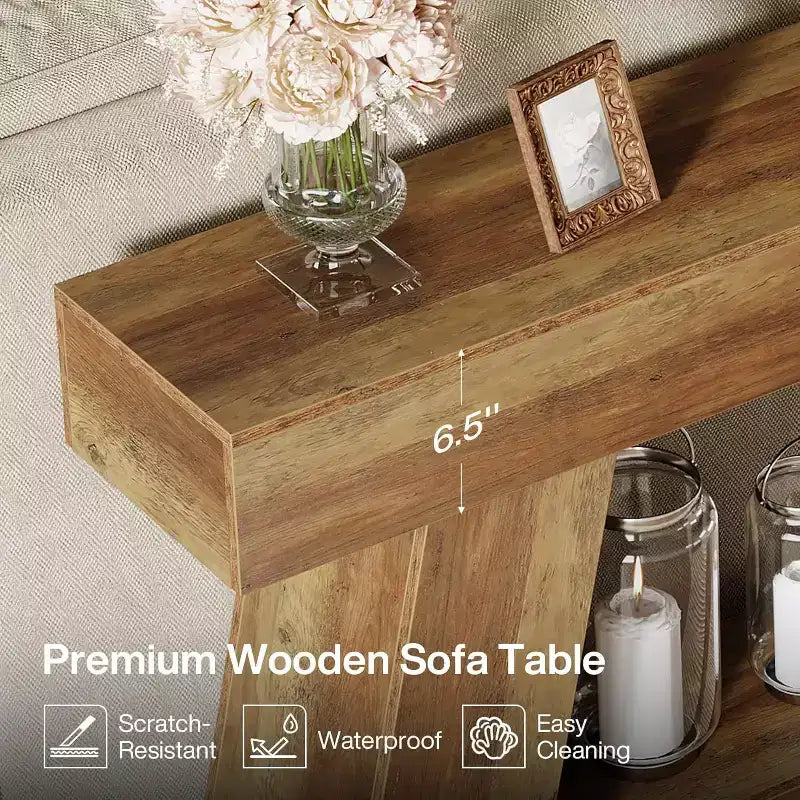 70.9" 2-Tier Console Table with Open Storage Shelf for Entryway, Hallway and Living Room