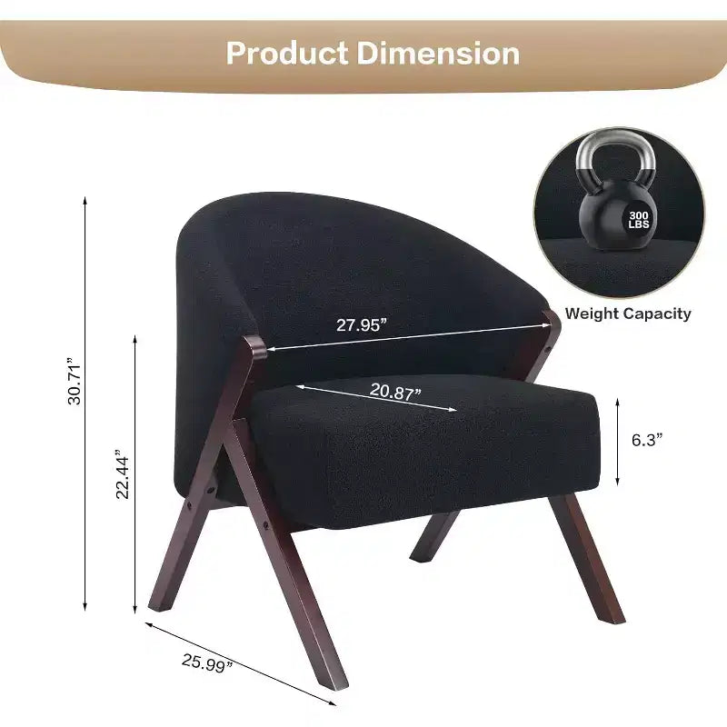 Swivel Accent Chair with Wood Frame and Upholstered Seat