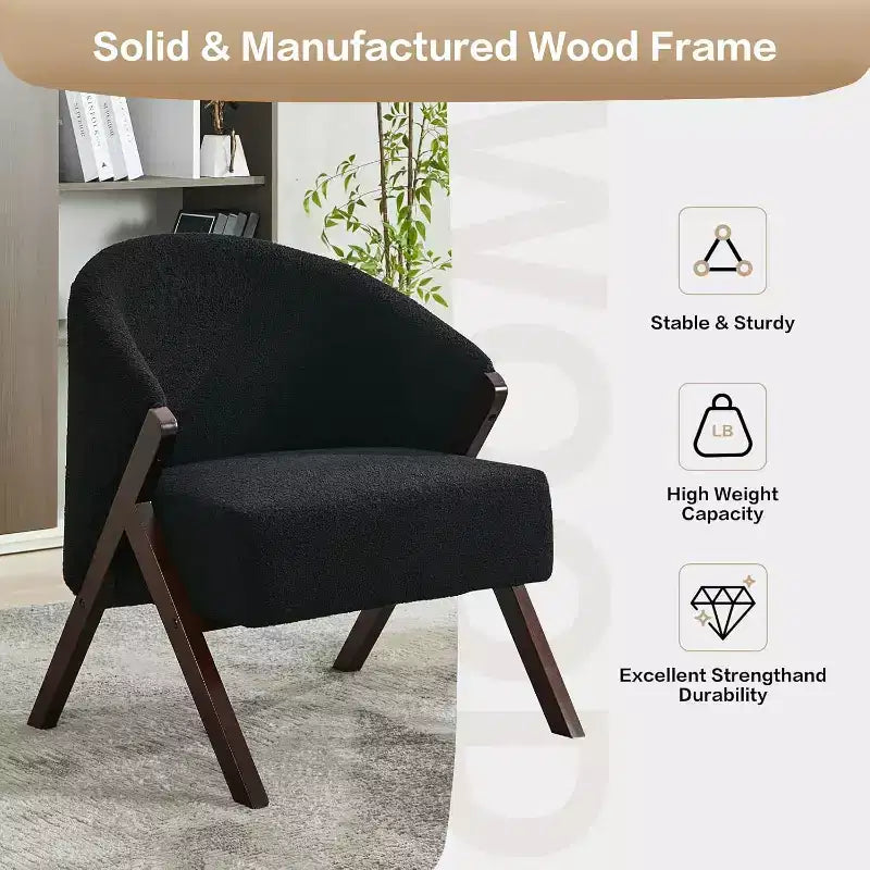 Swivel Accent Chair with Wood Frame and Upholstered Seat