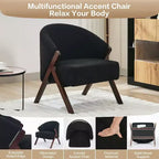 Swivel Accent Chair with Wood Frame and Upholstered Seat