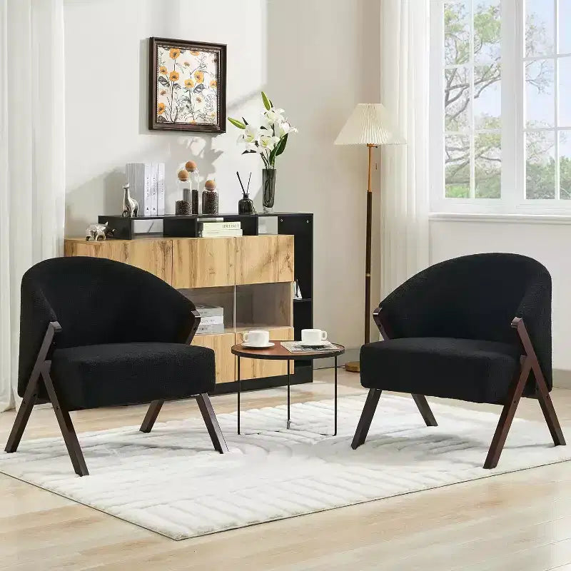 Swivel Accent Chair with Wood Frame and Upholstered Seat