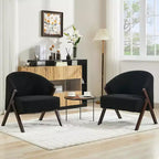 Swivel Accent Chair with Wood Frame and Upholstered Seat
