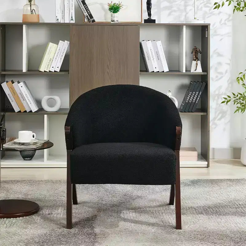 Swivel Accent Chair with Wood Frame and Upholstered Seat