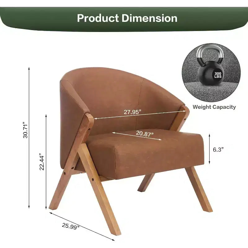 Swivel Accent Chair with Wood Frame and Upholstered Seat