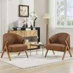Swivel Accent Chair with Wood Frame and Upholstered Seat