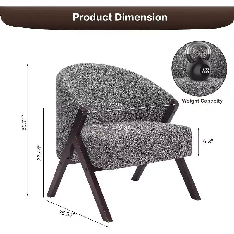 Swivel Accent Chair with Wood Frame and Upholstered Seat