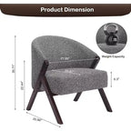 Swivel Accent Chair with Wood Frame and Upholstered Seat