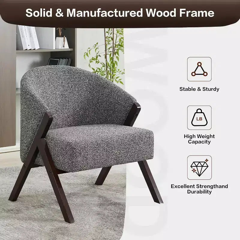 Swivel Accent Chair with Wood Frame and Upholstered Seat