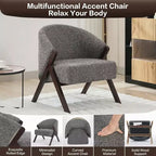 Swivel Accent Chair with Wood Frame and Upholstered Seat