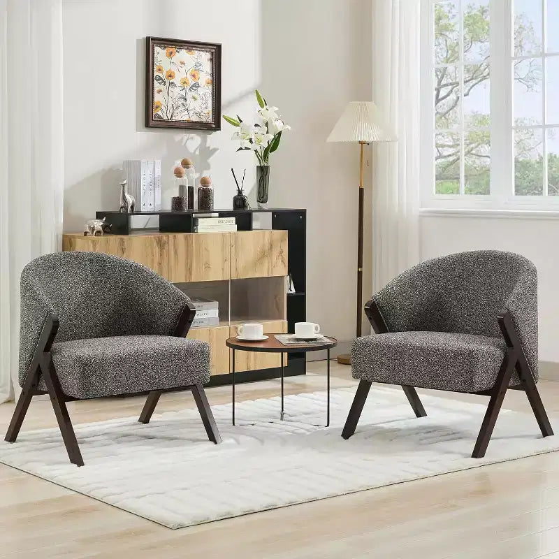 Swivel Accent Chair with Wood Frame and Upholstered Seat