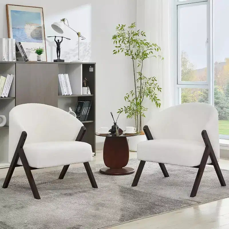 Swivel Accent Chair with Wood Frame and Upholstered Seat