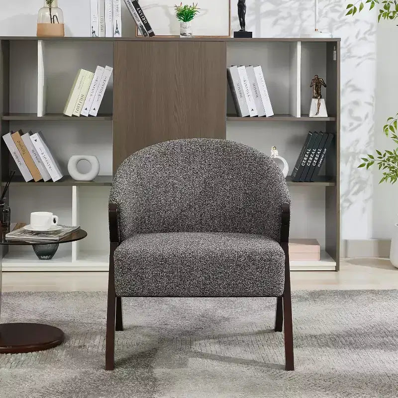 Swivel Accent Chair with Wood Frame and Upholstered Seat