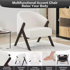 Swivel Accent Chair with Wood Frame and Upholstered Seat