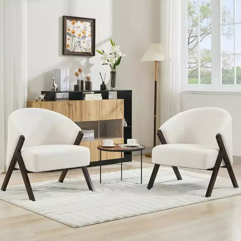 Swivel Accent Chair with Wood Frame and Upholstered Seat